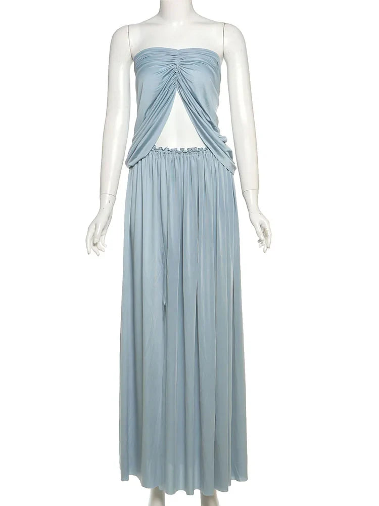 Conjunto de blusa y falda larga con abertura Venecia Nalu