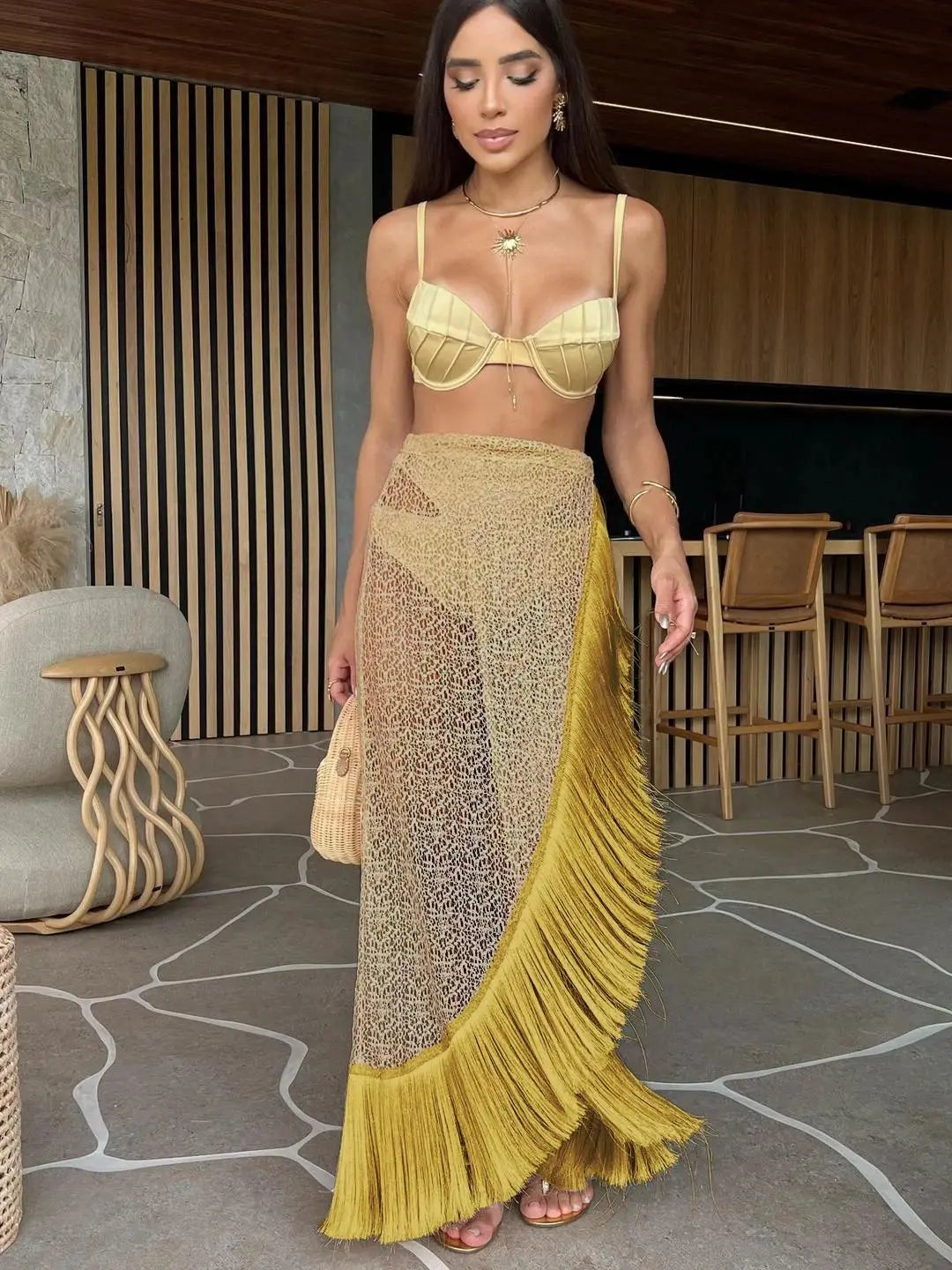 Bikini 3 Piezas con Salida Larga y Flecos Venecia Moda – OÁSIS