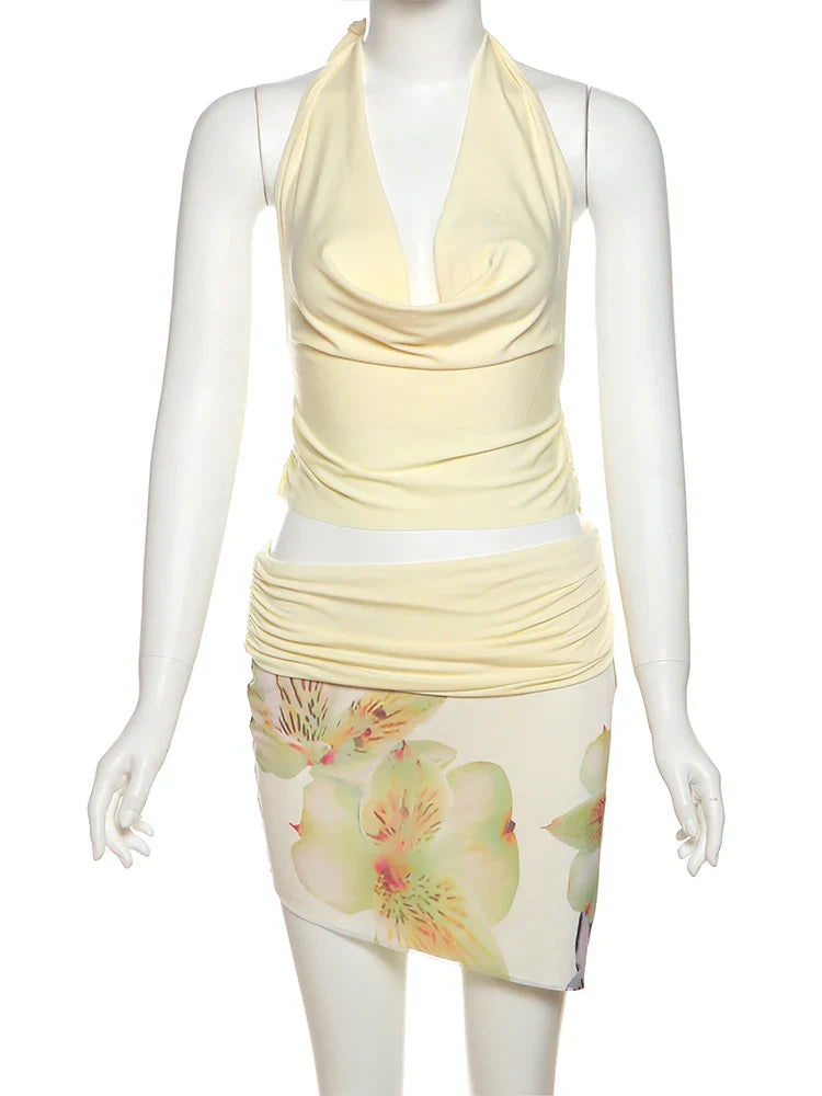 Conjunto blusa y falda corta asimétrica Venecia moda