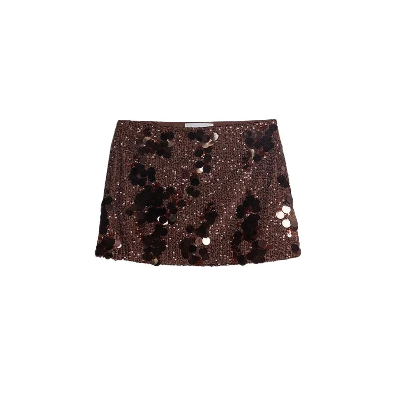 Conjunto de blusa con lentejuelas y falda corta Kye