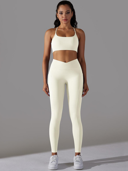 Conjunto Top y Legging Fitness Venecia Confort – Cintura en V y Espalda Cruzada