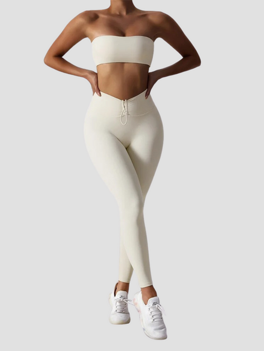 Conjunto de top y leggings de fitness sin costuras - Top sin tirantes Venecia Slim