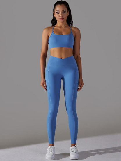 Conjunto Top y Legging Fitness Venecia Confort – Cintura en V y Espalda Cruzada