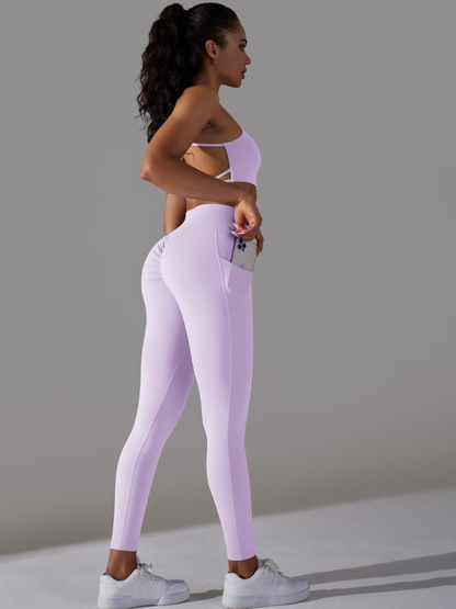 Conjunto Top y Legging Fitness Venecia Confort – Cintura en V y Espalda Cruzada