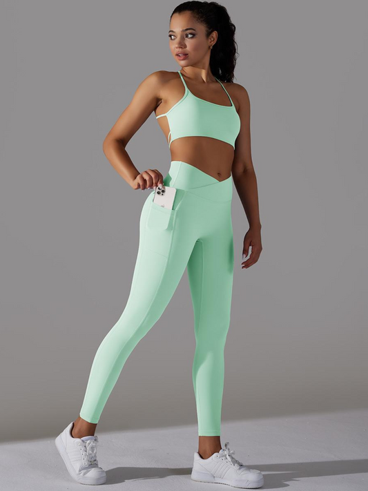 Conjunto Top y Legging Fitness Venecia Confort – Cintura en V y Espalda Cruzada