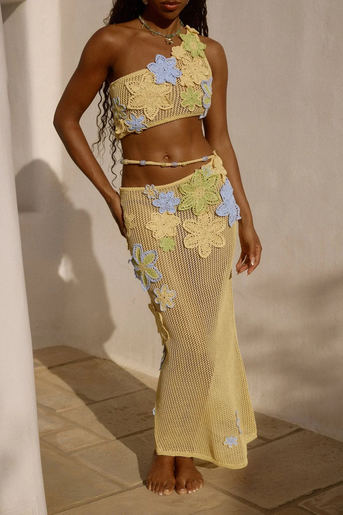 Conjunto de playa con top y falda larga Venecia