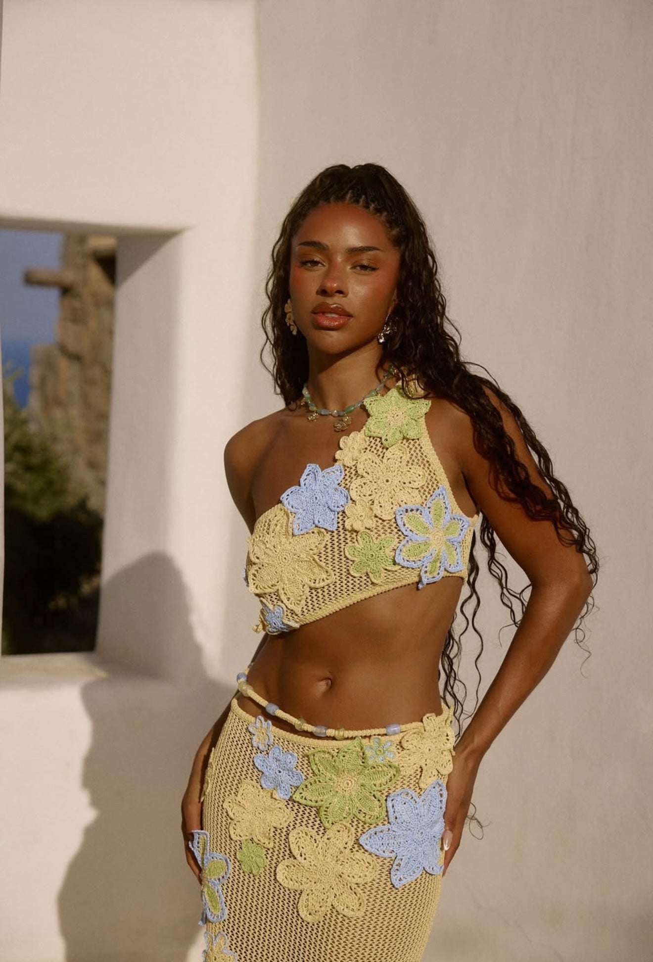 Conjunto de playa con top y falda larga Venecia