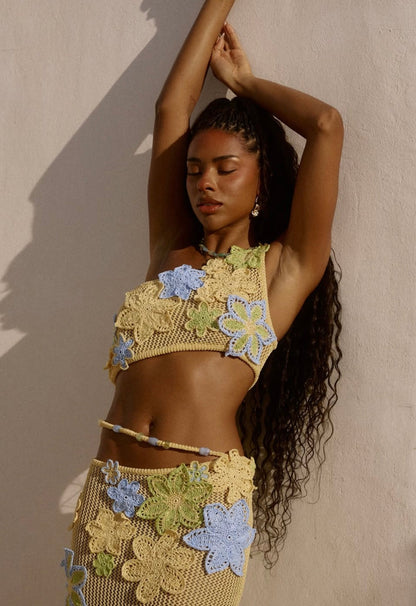 Conjunto de playa con top y falda larga Venecia