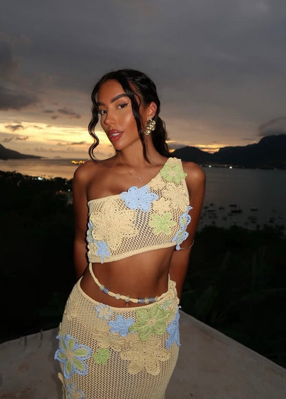 Conjunto de playa con top y falda larga Venecia