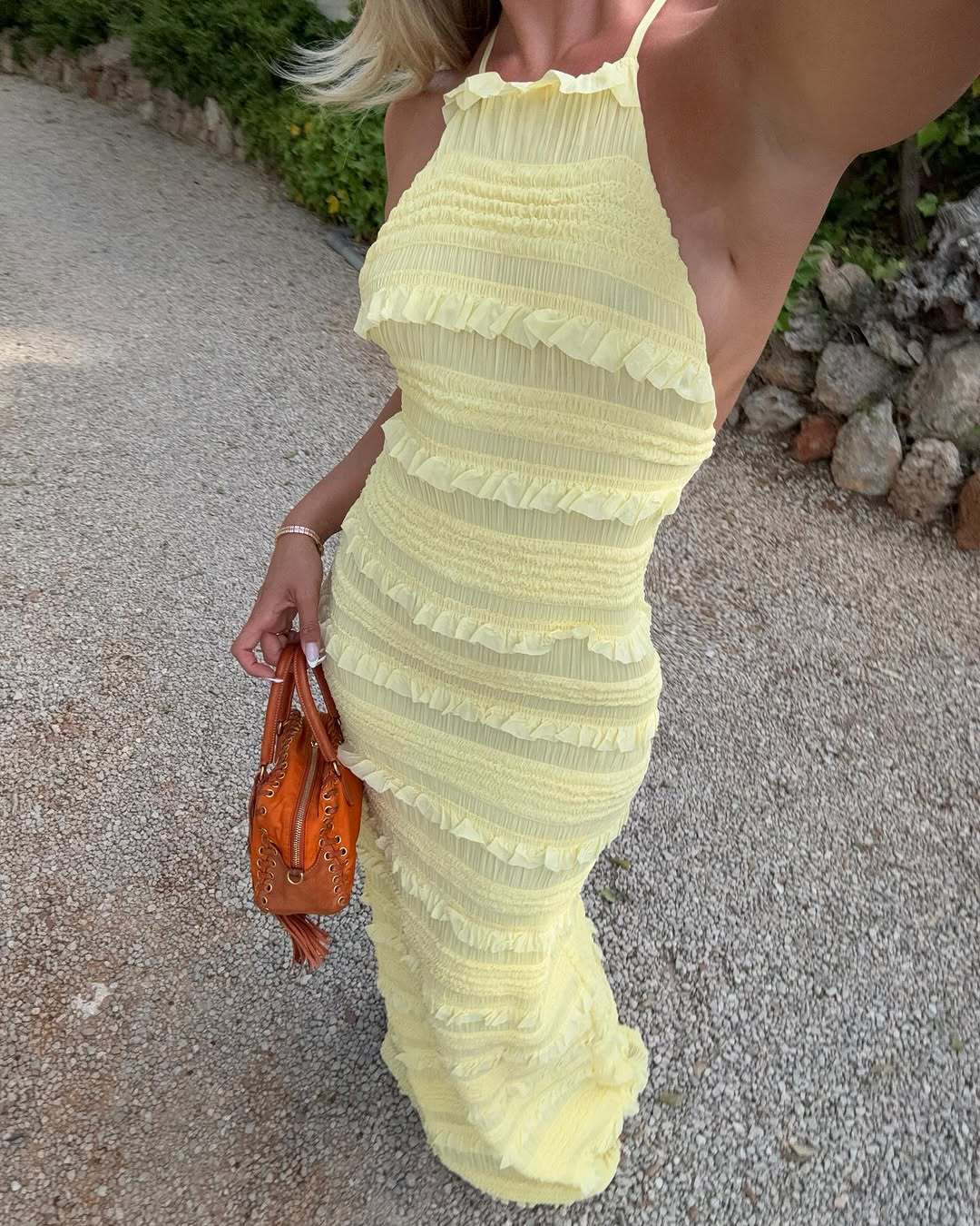 Vestido largo con espalda abierta Venecia moda