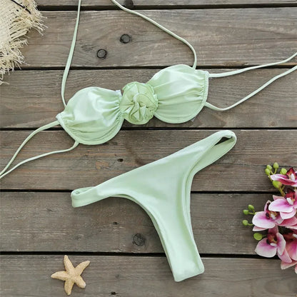 Bikini Media Copa con Aplicación de Flor 3D Venecia Moda– SUNSHINE