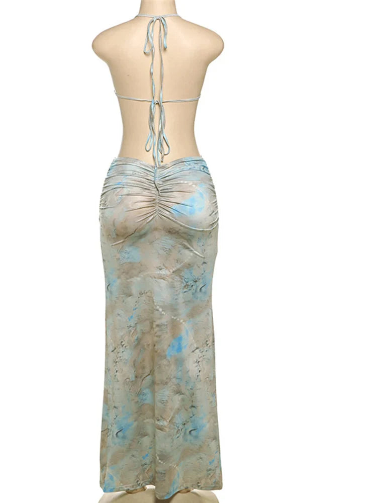 Vestido largo con estampado tie dye Venecia Jade