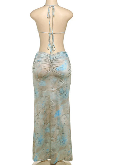 Vestido largo con estampado tie dye Venecia Jade