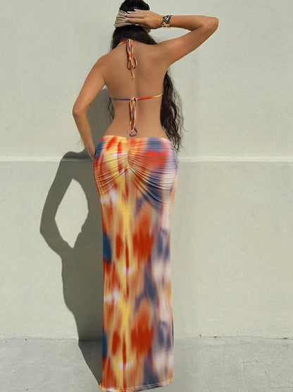 Vestido largo con estampado tie dye Venecia Jade