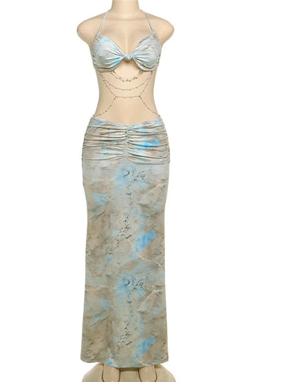 Vestido largo con estampado tie dye Venecia Jade