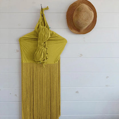 Conjunto Bikini y Falda Salida de Playa con Flecos Venecia moda