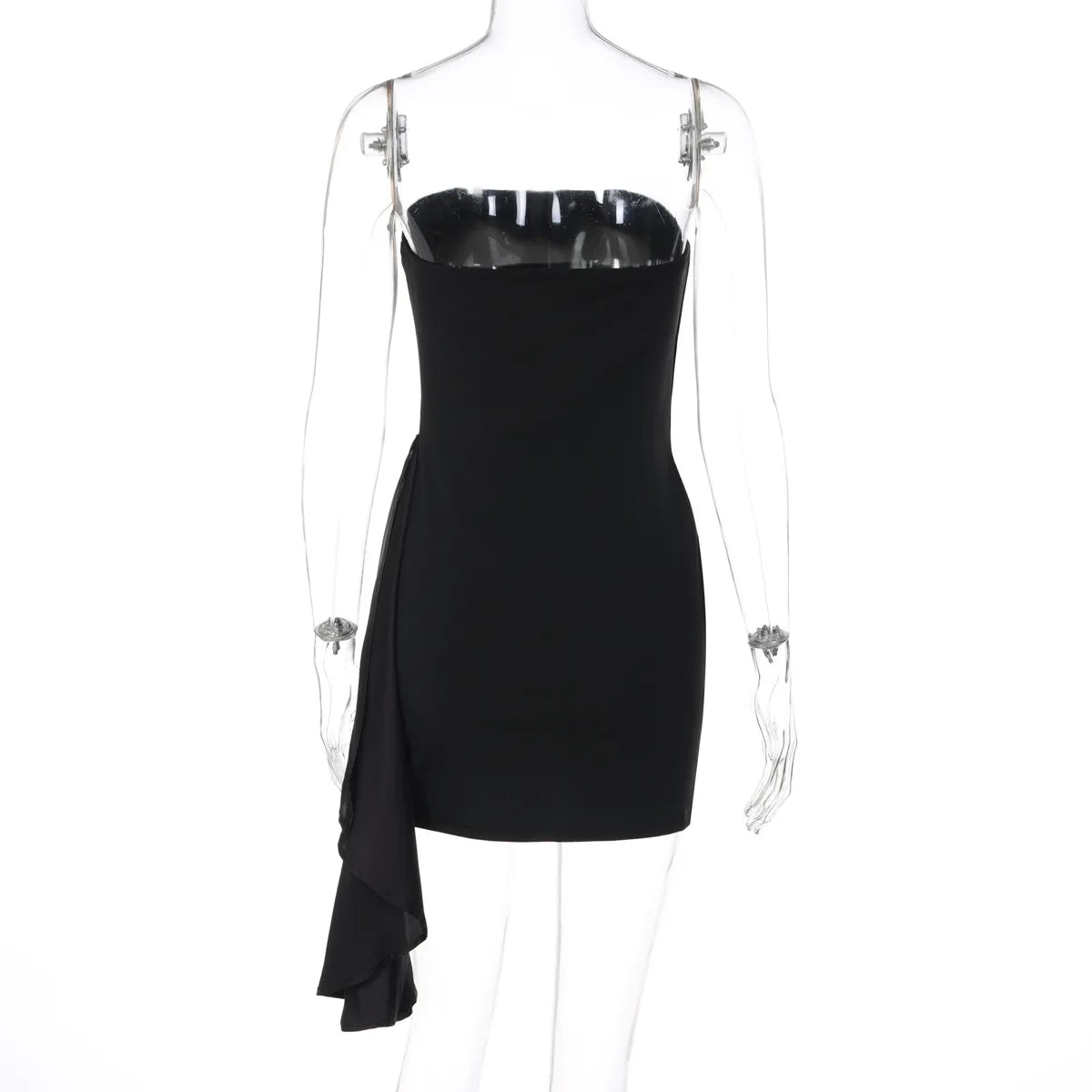 Vestido Corto Negro con Drapeado Venecia Ember