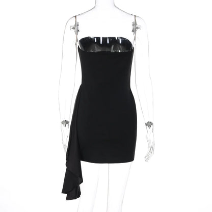 Vestido Corto Negro con Drapeado Venecia Ember