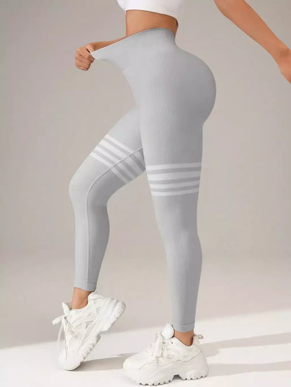 Legging a Rayas con Cintura en V y Efecto Push Up Venecia Power Buum – FITNESS 💪