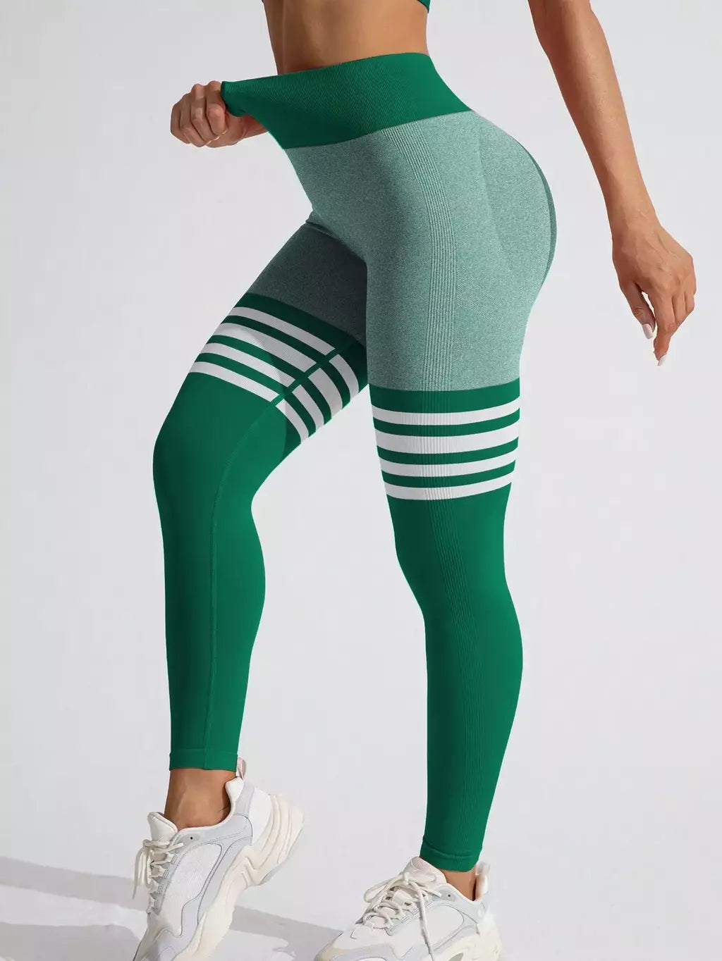 Legging a Rayas con Cintura en V y Efecto Push Up Venecia Power Buum – FITNESS 💪