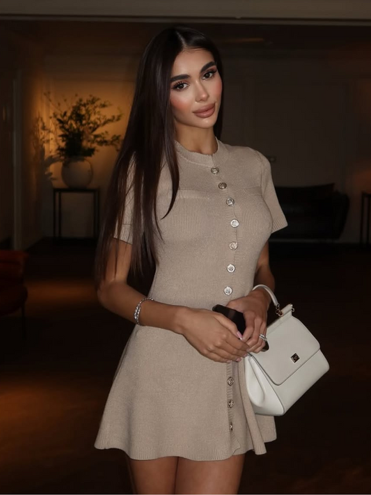 Vestido corto de punto con botones Venecia